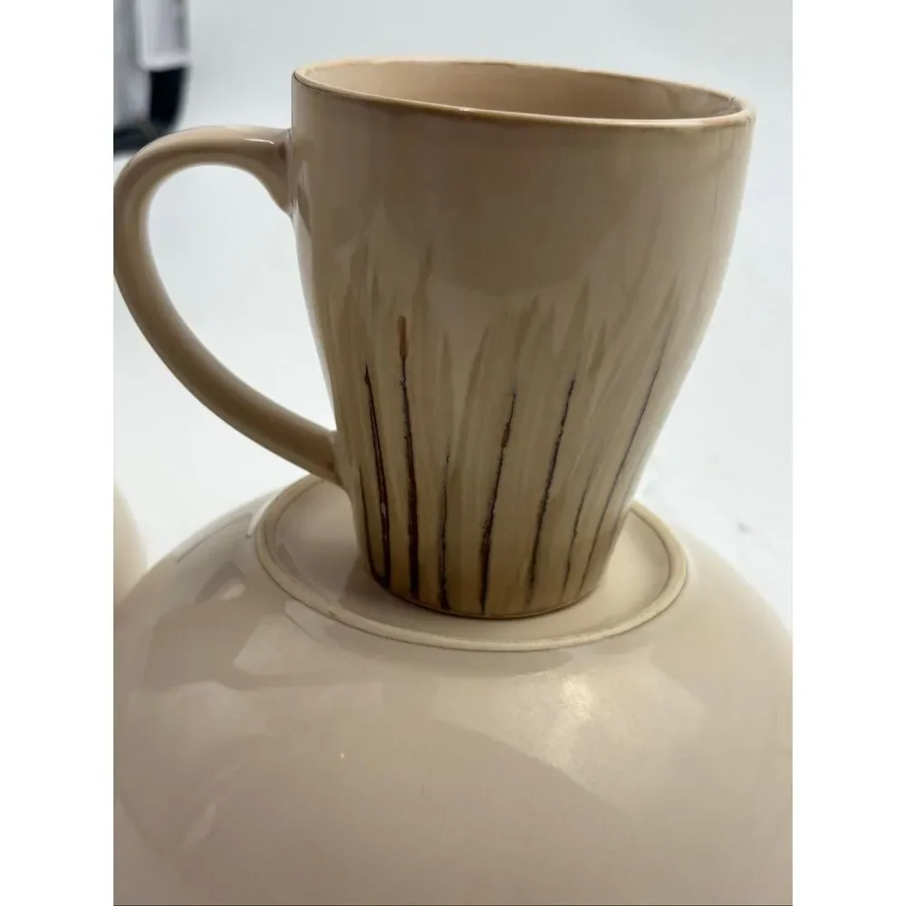 Pier 1 Sanctuary Stoneware Latte Mug & Soup/Pasta Bowl Set of 2 Place Settings